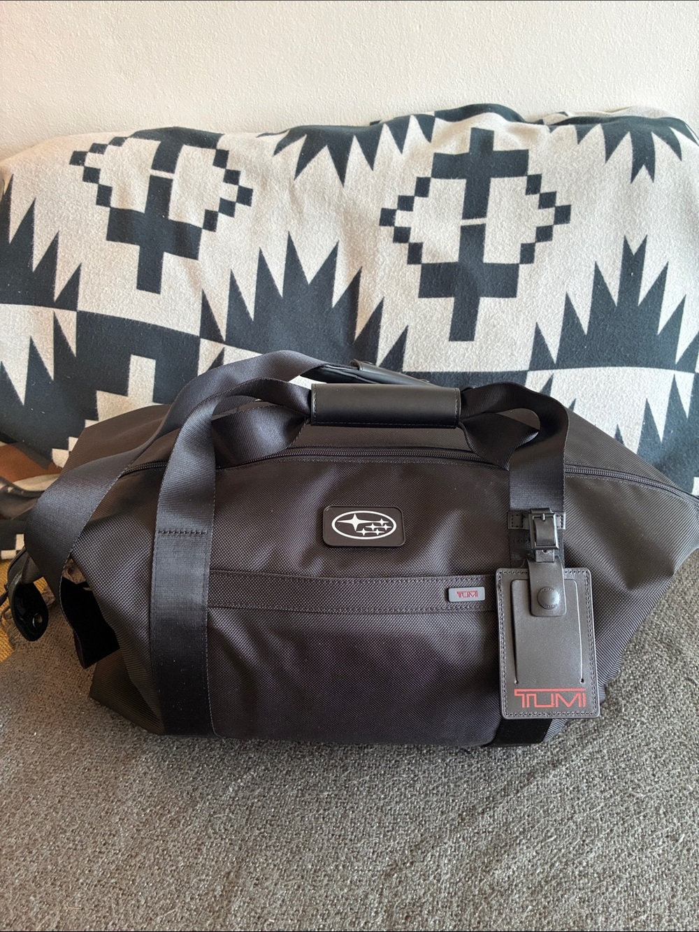 TUMI x Subaru Black Ballistic Nylon Weekender Duffel Bag Gym Travel